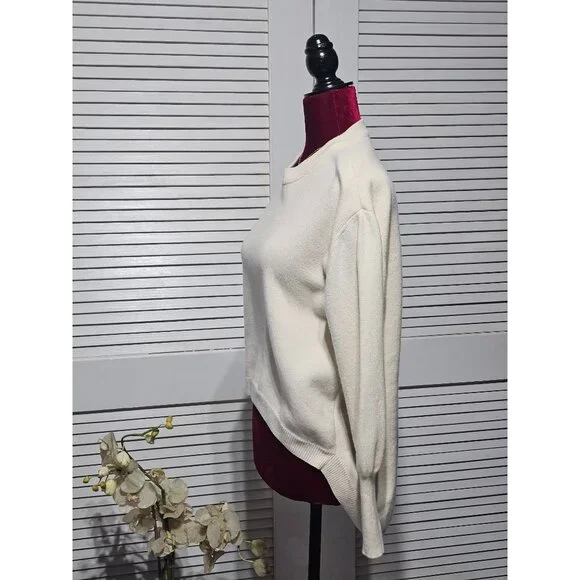 Cedric Charlier Women's Ivory Wool Cashmere High-Low Sweater Pullover Sz 6 3176 - Picture 5 of 13